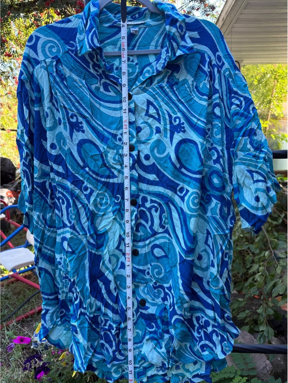 We Be Dope Women's Blue Patterned Button-Up Shirt Size 1X